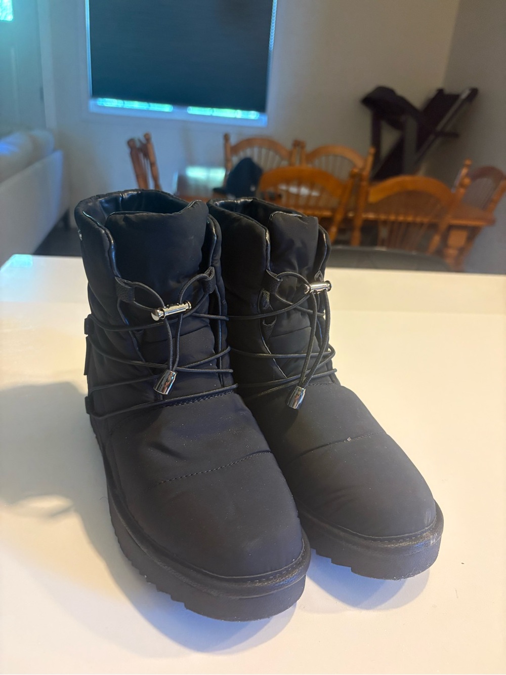 Women’s Black Winter Ankle Boots - Quilted Lace-Up